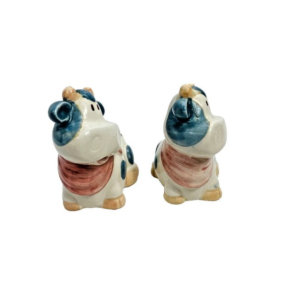 VTG Cooks Tools Kitschy Cow Salt Pepper Shakers 3" Porcelain Kawaii Farmhouse - Picture 4 of 12